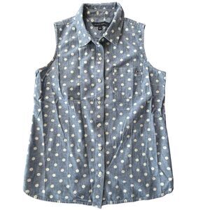 Tommy Hilfiger Polka Dot Button Down Sleeveless Top size Medium